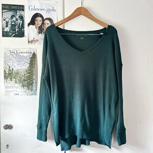 American Eagle Outfitters Deep Green Ribbed Knit Top
